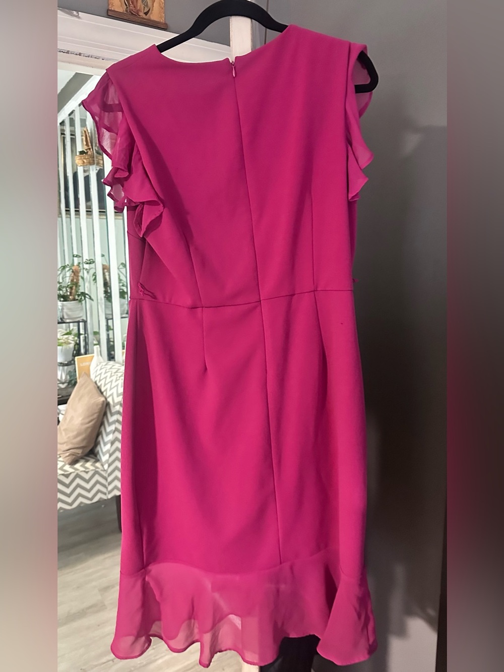 Shelby & Palmer Hot Pink Ruffle Midi Dress
